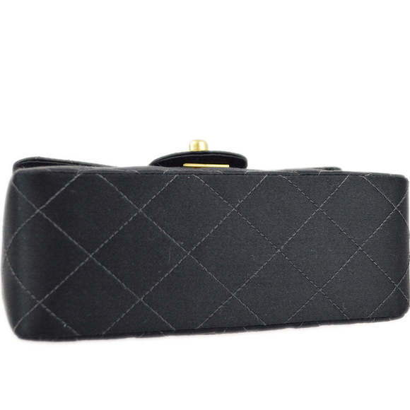 CHANEL Black Satin Mini Classic Square Flap Shoulder Bag 17 KK30069 - Picture 3 of 10